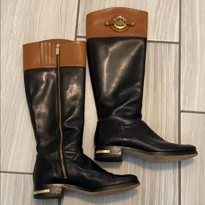 Michael Kors riding boot-2 tone with gold hardware